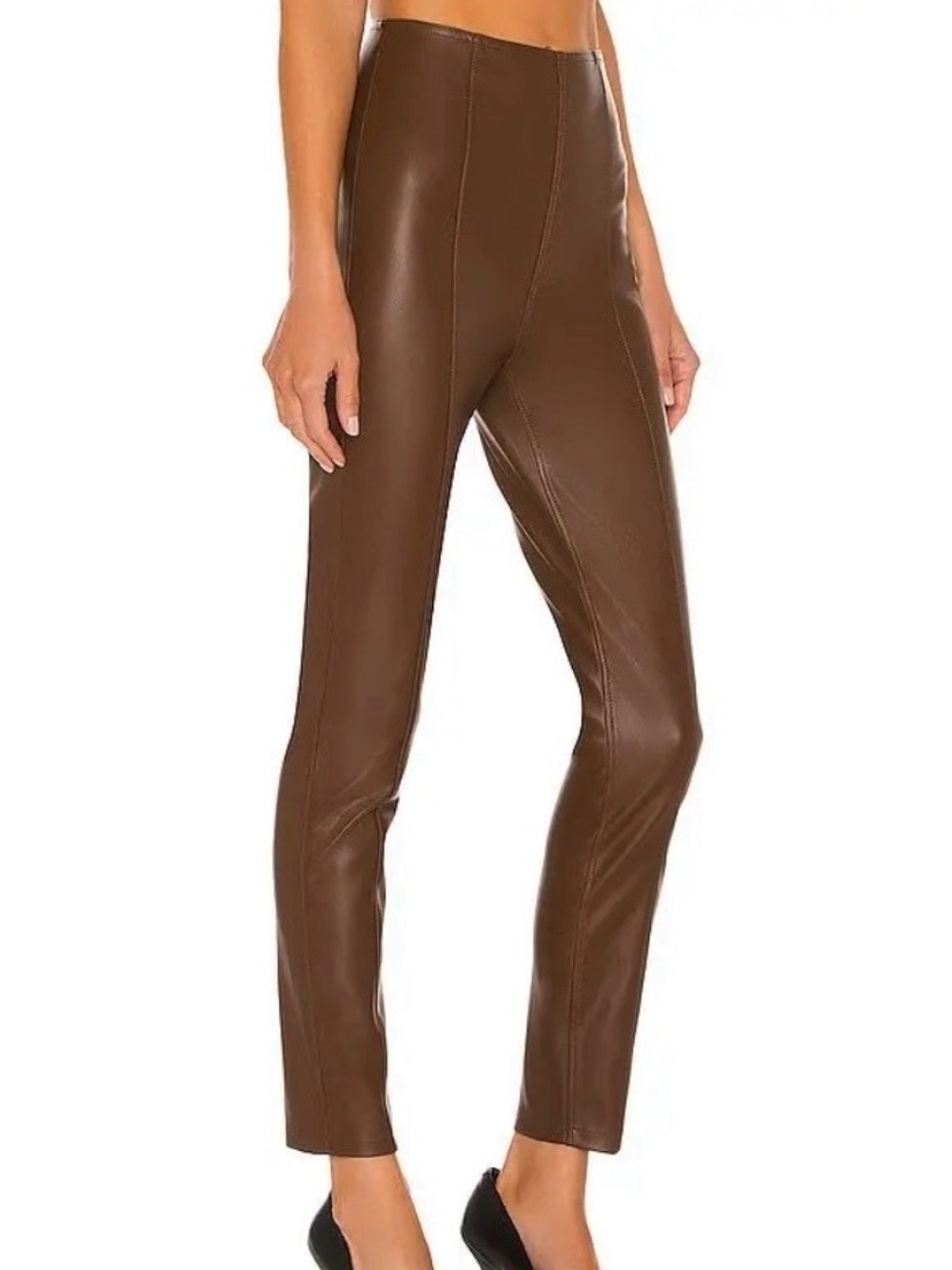 Like New Free People Spitfire Stacked Faux Leather Pants Brown Size 28